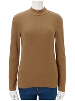 ハイネックリブニット/モカ