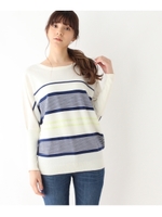 マルチボーダーもちもちドルマンニット/ホワイト系(302)