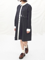 ごきげんコビニャーバイカラーシャツワンピース/ネイビー