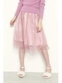 アシメ　チュール　スカート/ピンク(090)