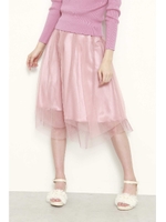 アシメ　チュール　スカート/ピンク(090)