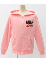 【ANAP GIRL】LIP柄ZIPパーカー/ベビーピンク(042)