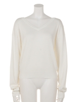 WIDE V NECK HG TOPS/O/WHT