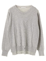 ・・Vネックルーズチュニック/杢グレー