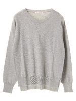 ・・Vネックルーズチュニック/杢グレー