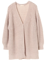 ・ざっくりニットカーディガン(ロング)/ライトベージュ