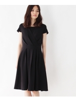 【洗える】カシュクールタックワンピース/ブラック(019)