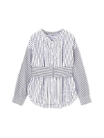 コルセットベルト付ノーカラーシャツ/ホワイト×ブラック1(031)