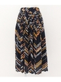 【Alluge】ジョーゼットジグザグプリントスカート/ネイビー(018)