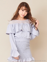 デコルテレースフリルTOPS/ライトブルー