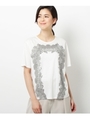 レースプリント Tシャツ/ホワイト系(002)