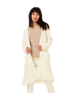 裾フリンジニットカーデ/WHITE