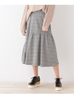 総柄アシメティアードスカート/グレー(112)
