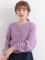 透かし柄ショートカーディガン/ピンク