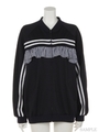 CHECKED FRILL SWITCHED JERSEY BLOUSON/NAVY