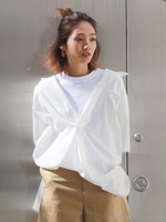 【Ca】スキッパービックハーフスリーブシャツ/O.WHT