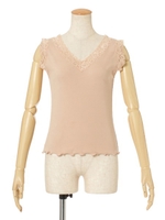 【F&A】レース使いテレコタンクトップ/PINK BEIGE