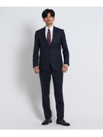 【PNJ】砂子縞柄シングルスーツ[メンズ スーツ ウール ストライプ]/ネイビー(393)