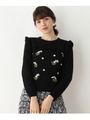【WEB&一部店舗限定販売】フラワー刺繍ニット/ブラック(019)