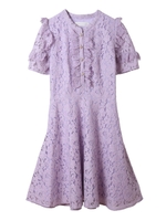 【ワンピース】レースフィット＆フレアワンピース/ラベンダー