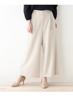 【洗える・接触冷感・42（LL）WEB限定サイズ】細ベルト付きワイドパンツ/ライトグレー(011)