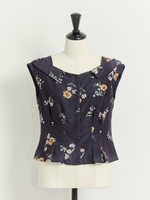 オリジナルヒマワリ柄ブラウス/紺