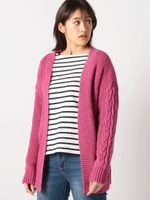 ケーブルガウンカーディガン/ピンク