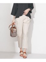 コットンサテン1タックストレートパンツ/ベージュ