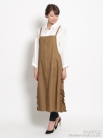 コンパクトタイプライターラスター加工エプロンドレス/ベージュ