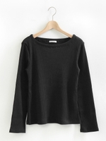 シャイニーテレコボートネックプルオーバー/ブラック