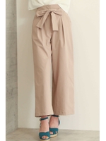 テックツイルリボン付ワイドパンツ/ベージュ(040)