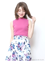 ノースリワイドリブニット/濃ピンク