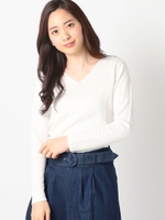 ラメVリブニット/シロ