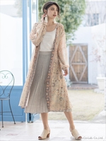 リネンライク　プリーツスカート/モカ