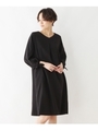 リボンスリーブサックワンピース/ブラック(019)