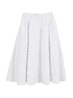 マスフリンジパターンフレアスカート/ホワイト