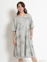 30/天竺草原刺しゅう　ワンピース/杢グレー