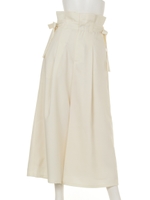 サイドリボンワイドパンツ/O.WHT