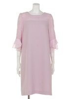 ストレッチジョーゼット×レースサックワンピース/ピンク