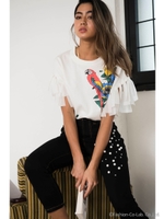 バードフラワープリントニット/オフホワイト