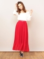 プリーツワイドパンツ/レッド