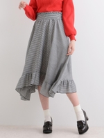ランダムヘムサーキュラースカート/ブラック柄