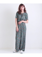 花柄レースアップオールインワン/グリーン(012)