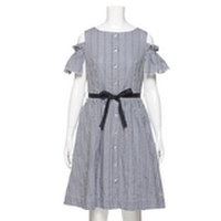 肩開きギンガムチェック柄ワンピース