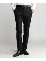 【撥水】シャイニーストライプノータックシングルパンツ/ブラック(319)