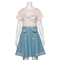 【30%OFF】ボーダーＴシャツドッキングワンピース