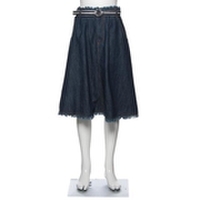 リングベルトつきカットオフミディ丈デニムスカート