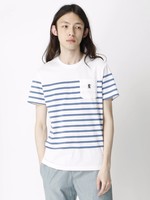 【2018春夏商品】ライオン刺繍ボーダーポケットTEE