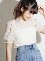 WEGO/パフスリーブレースTシャツ