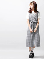 WEGO/チェックフロントボタンワンピース